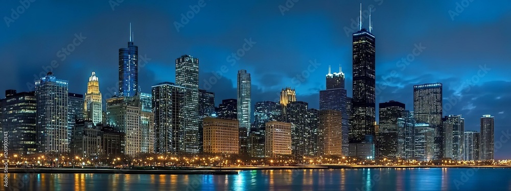 Obraz premium Chicago skyline by night