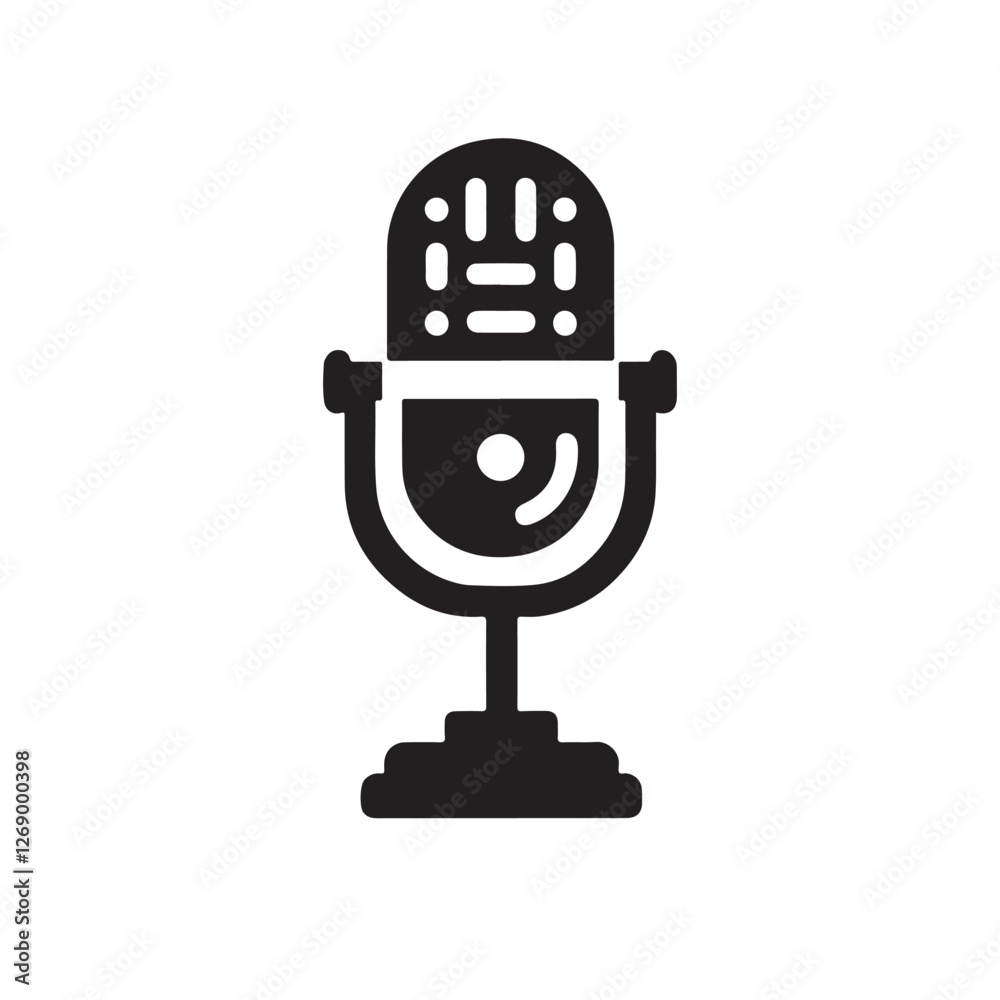 Flat Record Mic Icon – Isolated Vector Silhouette Illustration Flat Record Mic Icon – Isolated Vector Silhouette Illustration