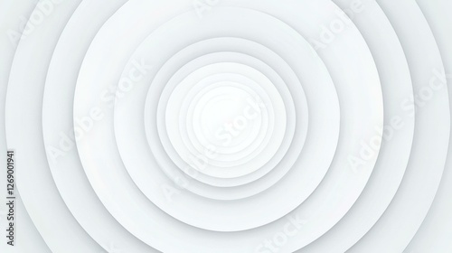 Concentric randomly offset white rings or circles steps fading out background wallpaper banner close up flat lay top view from above.