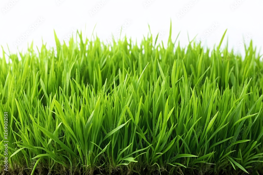 Fototapeta premium Lush Green Grass Lawn, Isolated, Perfect Smooth Texture, Panoramic View, Stock Photo