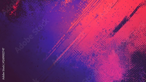 Abstract Sports Background with Red and Purple Brush Texture and Halftone Effect. Retro Grunge Background for Banner or Poster Design