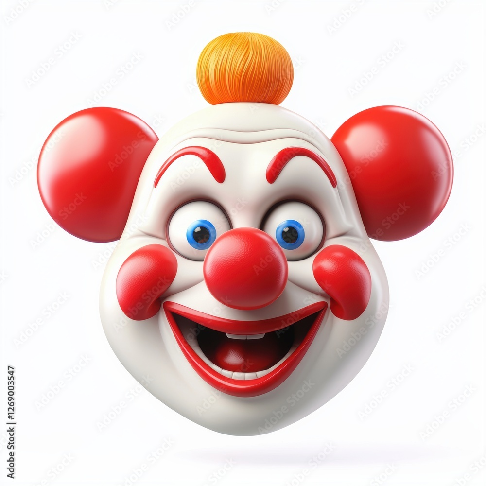 Naklejka premium Fun clown with a big red nose and a joyful expression isolated on white