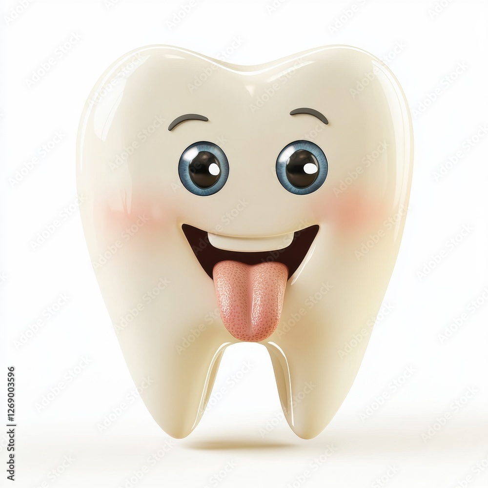 Funny tooth with a silly expression sticking out its tongue isolated on white Funny tooth with a silly expression sticking out its tongue isolated on white