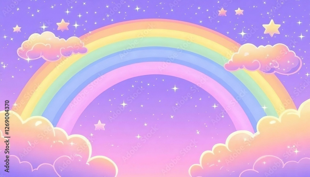 Holographic fantasy rainbow background with clouds and stars. Pastel color sky. Magical landscape abstract fabulous pattern. Holographic fantasy rainbow background with clouds and stars. Pastel color sky. Magical landscape abstract fabulous pattern.