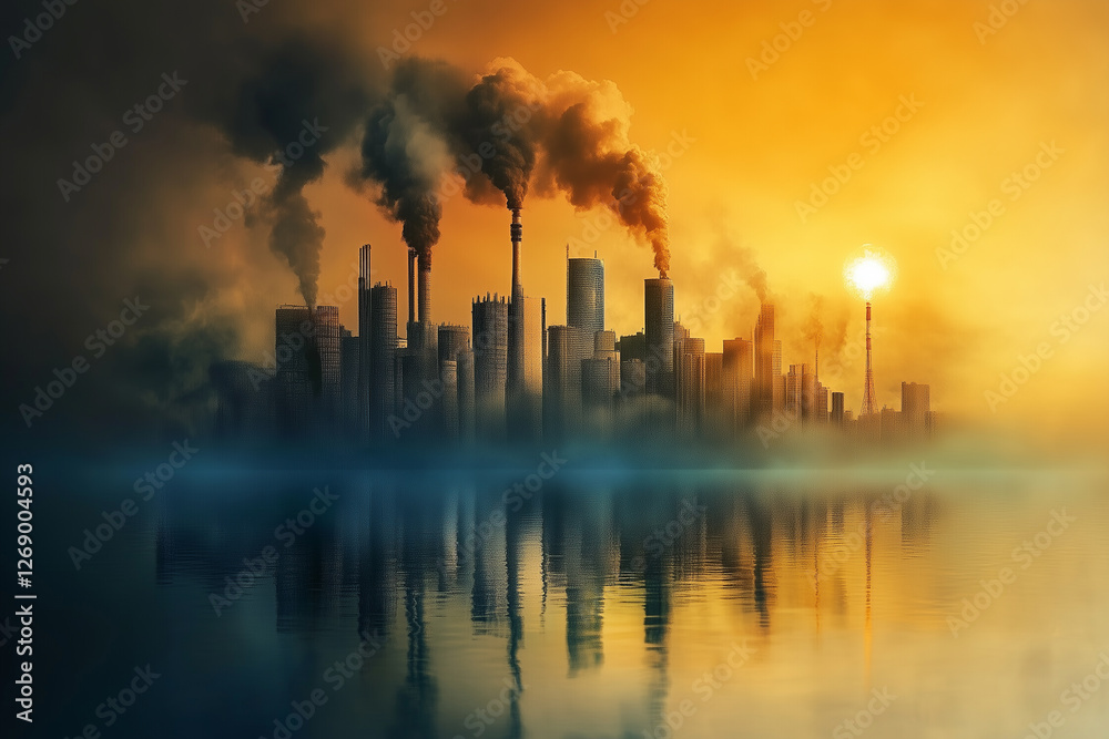 Obraz premium oil refinery at sunset