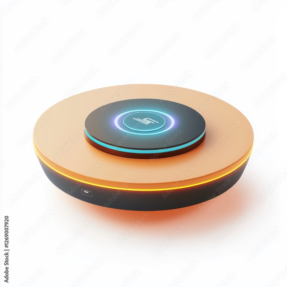 Smart table with built-in wireless charging isolated on white Smart table with built-in wireless charging isolated on white