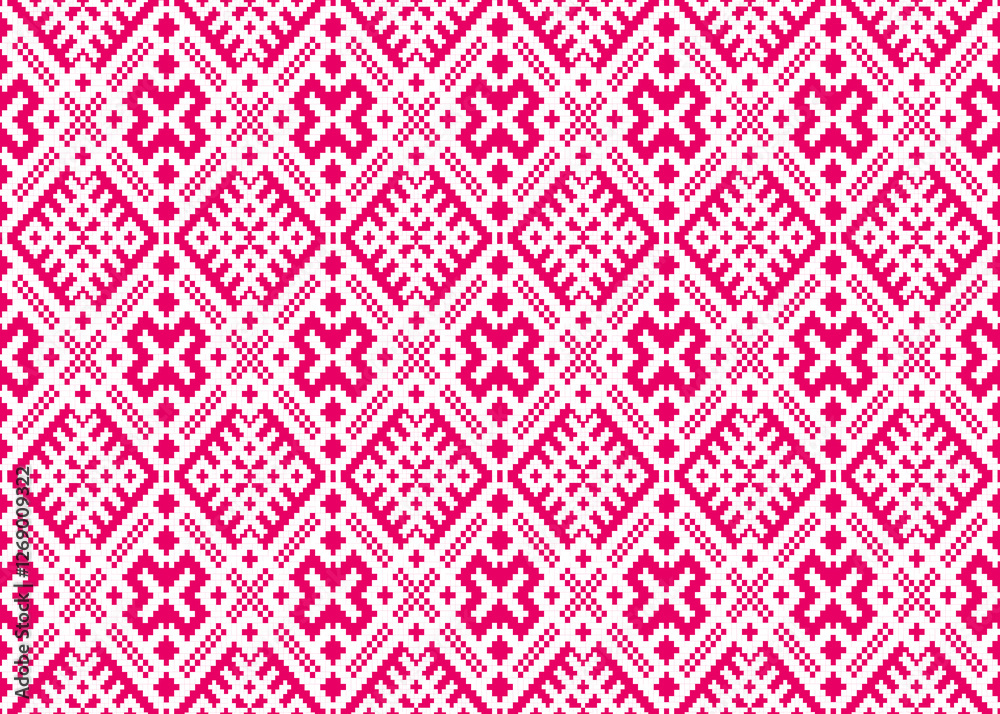 Pixel fabric pattern, full pattern white pattern decoration pink background illustration vector Pixel fabric pattern, full pattern white pattern decoration pink background illustration vector