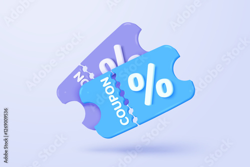 3d tag price icon for discount coupon of cash and future use online shopping. sales with an excellent offer for shopping, special offer promotion. 3d discount tags icon vector render illustration