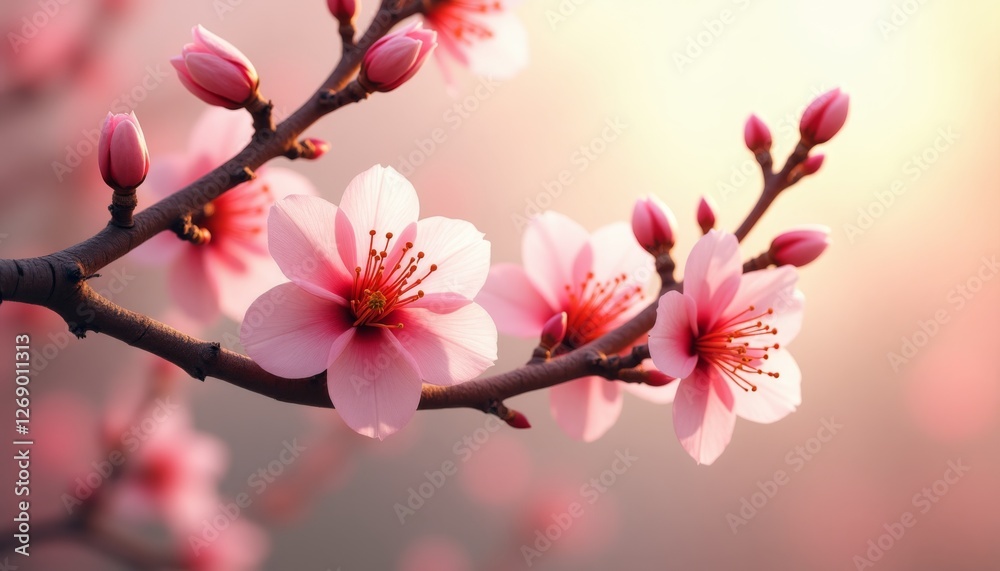 Spring poem creation, calligraphy brush in a still scene Spring poem creation, calligraphy brush in a still scene