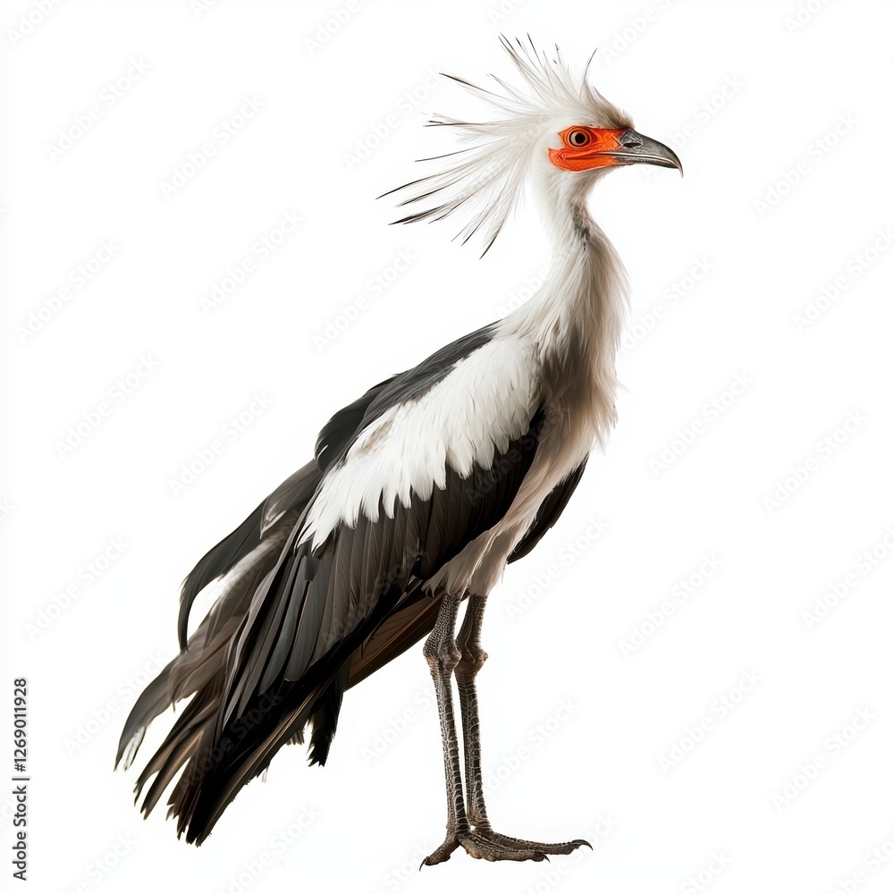 Secretary bird isolated on white Secretary bird isolated on white