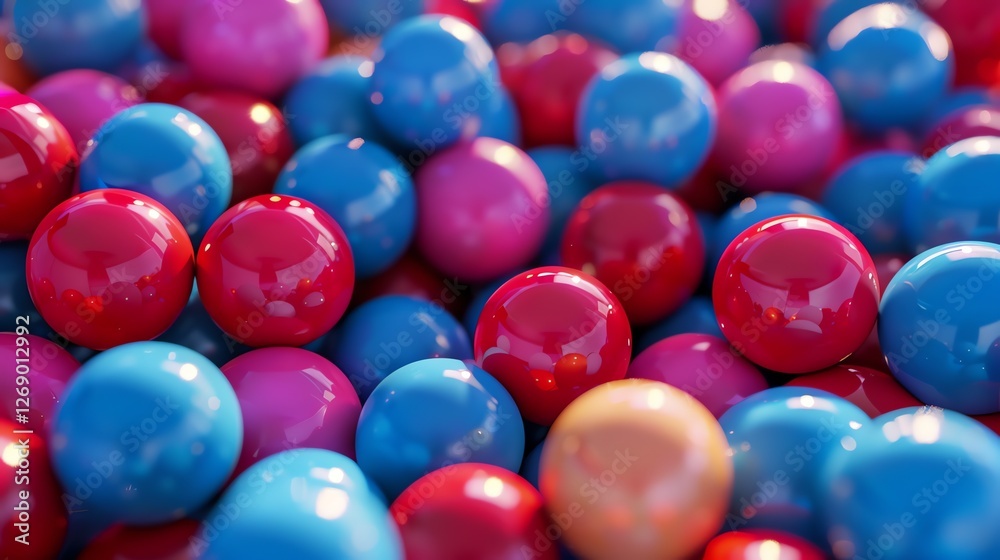 3D rendering of a pile of glossy balls. The balls are of different sizes and colors, and they are all reflecting the light. 3D rendering of a pile of glossy balls. The balls are of different sizes and colors, and they are all reflecting the light.