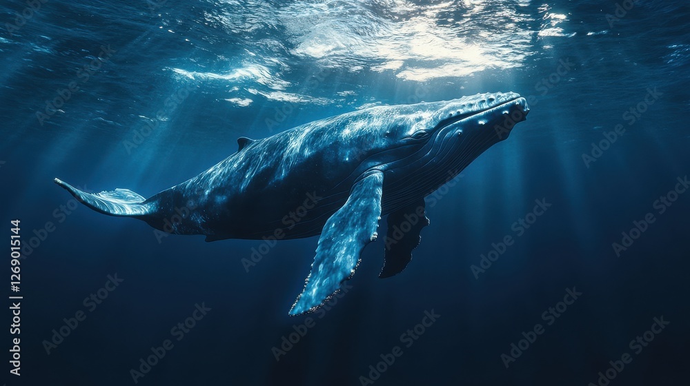 Fototapeta premium Whale under the water Wildlife concept