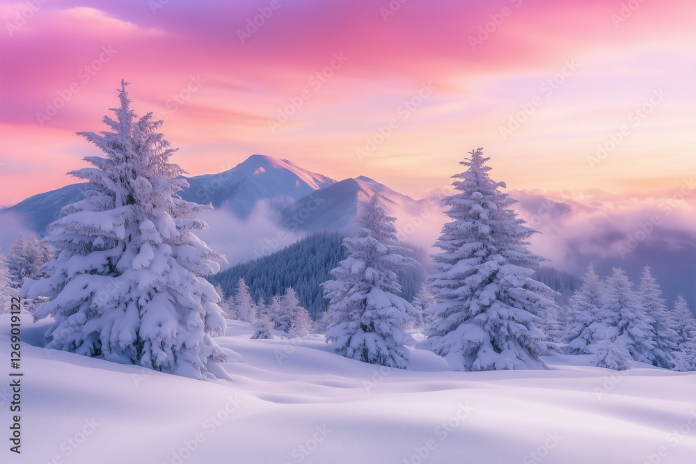 Fototapeta premium winter landscape with snow covered mountains