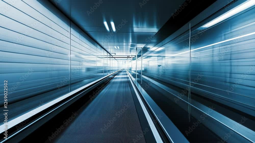Airport moving walkway with blurred motion in modern terminal Airport moving walkway with blurred motion in modern terminal