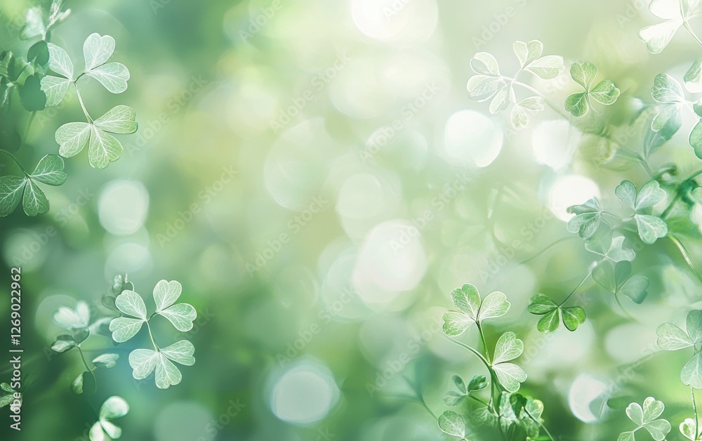 Blurred soft focus of shamrocks with empty text space Blurred soft focus of shamrocks with empty text space