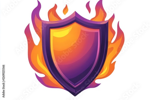 Fiery shield protection graphic design element photo