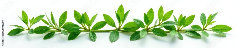Foliage of wild garlic plant isolated on white background, herb, simplicity Foliage of wild garlic plant isolated on white background, herb, simplicity