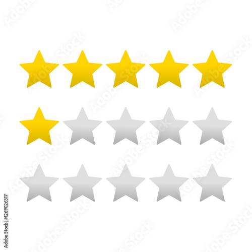 Five stars quality rating icon. Vector illustration.