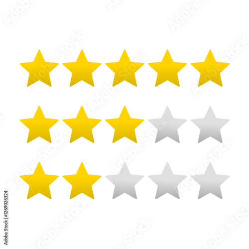 Five stars quality rating icon. Vector illustration.