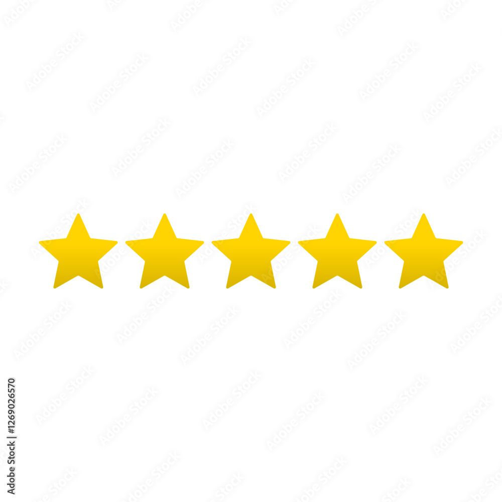 Five stars quality rating icon. Vector illustration. Five stars quality rating icon. Vector illustration.