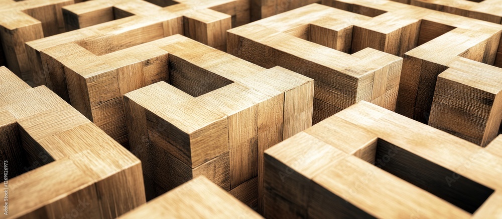 Wooden Labyrinth: A 3D Puzzle of Intricate Pathways and Complex Design Wooden Labyrinth: A 3D Puzzle of Intricate Pathways and Complex Design