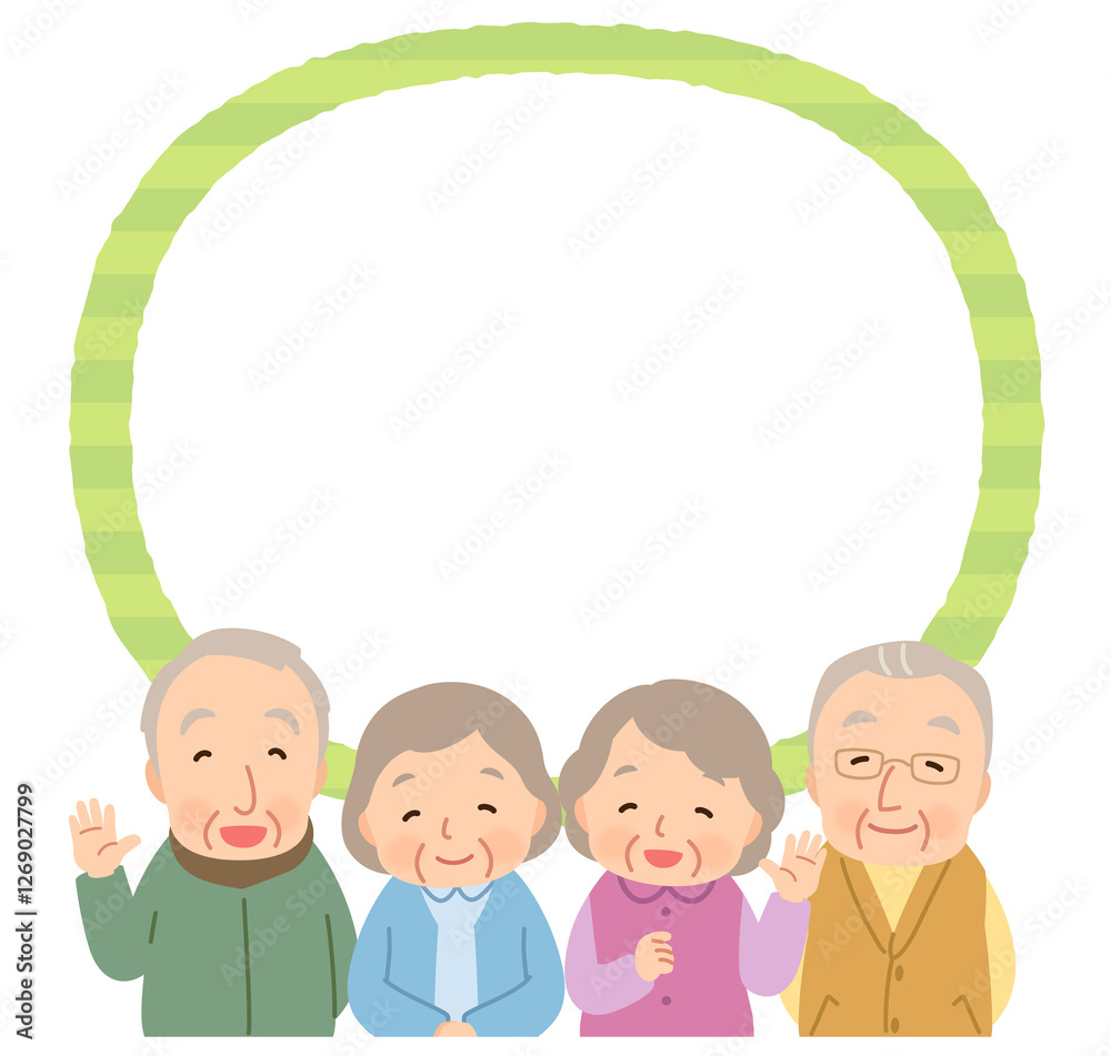 高齢者のグループ　コピースペース　シニア　後期高齢者