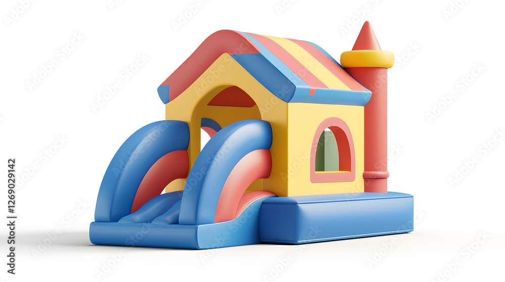 custom made wallpaper toronto digitalModern 3D Render of a Bouncy House Isolated on a White Background.