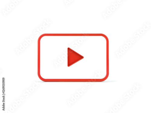 Free Download A simple red play button inside a square outline, perfect for media-related icons and branding. Generative AI - GFXLoad