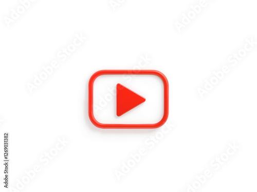 Free Download A simple red play button inside a square outline, perfect for media-related icons and branding. Generative AI - GFXLoad