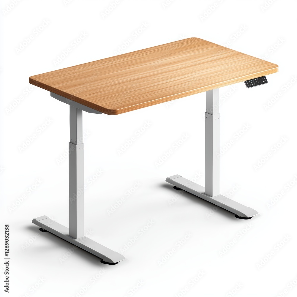 Adjustable height standing desk isolated on white Adjustable height standing desk isolated on white