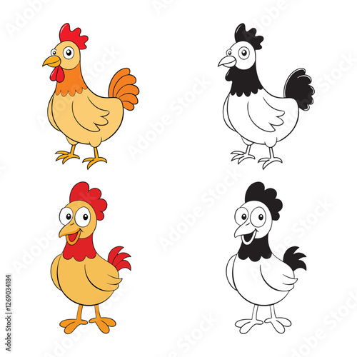 "Coloring Pages of Cartoon Chickens - Fun and Educational Chicken Coloring Sheets for Kids"
