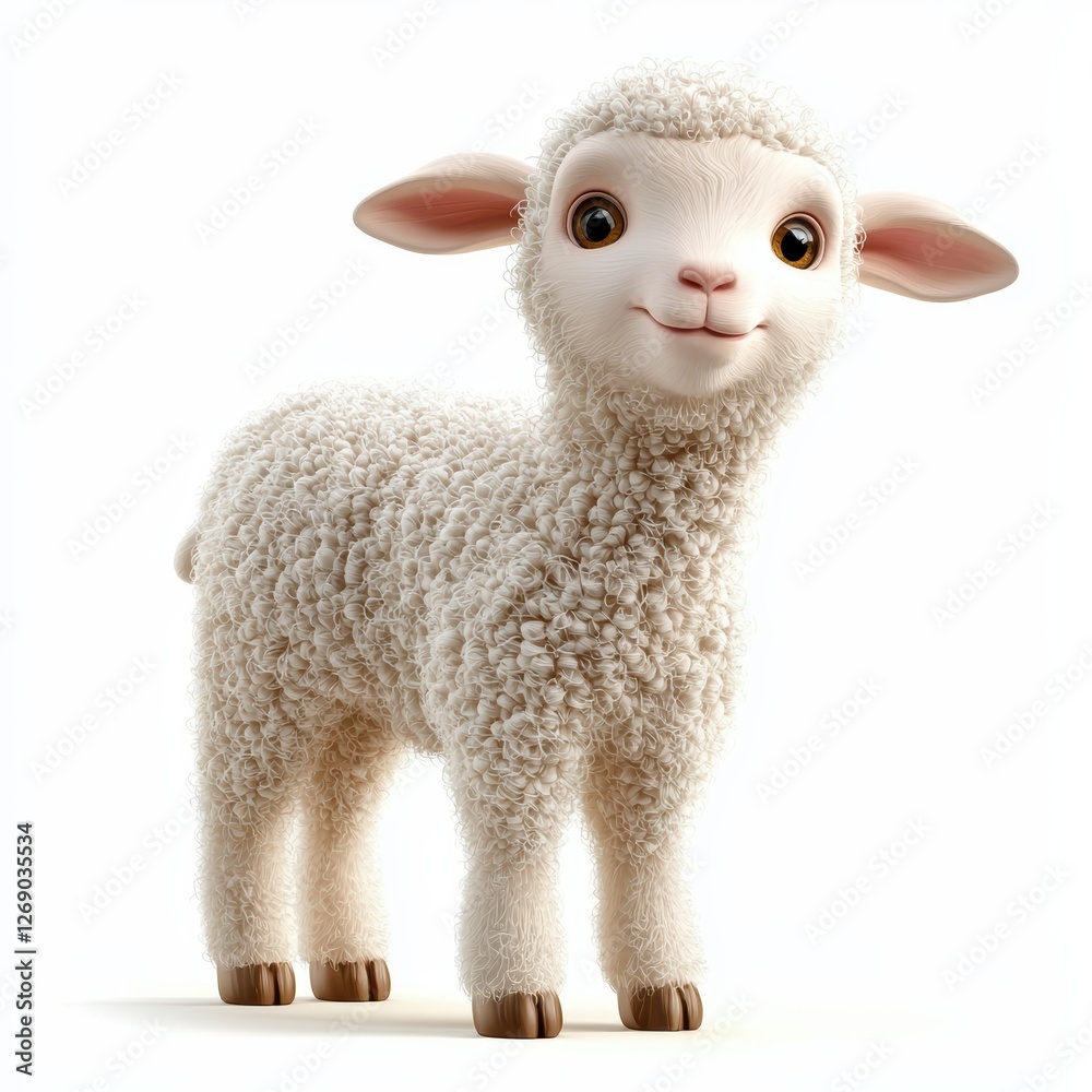 Easter lamb figurine with a soft, woolly texture, isolated on white Easter lamb figurine with a soft, woolly texture, isolated on white