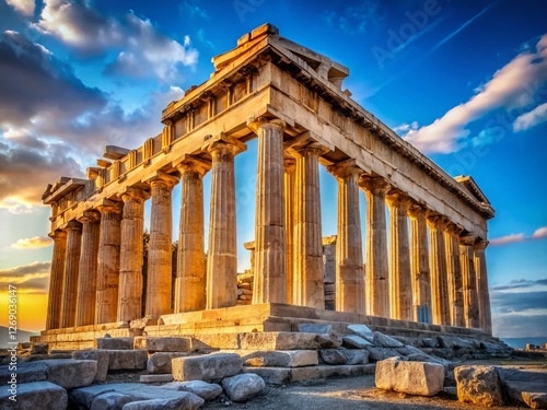 Majestic Parthenon Temple at Acropolis, Athens, Greece - Ancient Greek Architecture Stock Photo