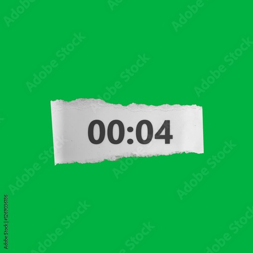 3d 5second torn paper countdown green screen, 