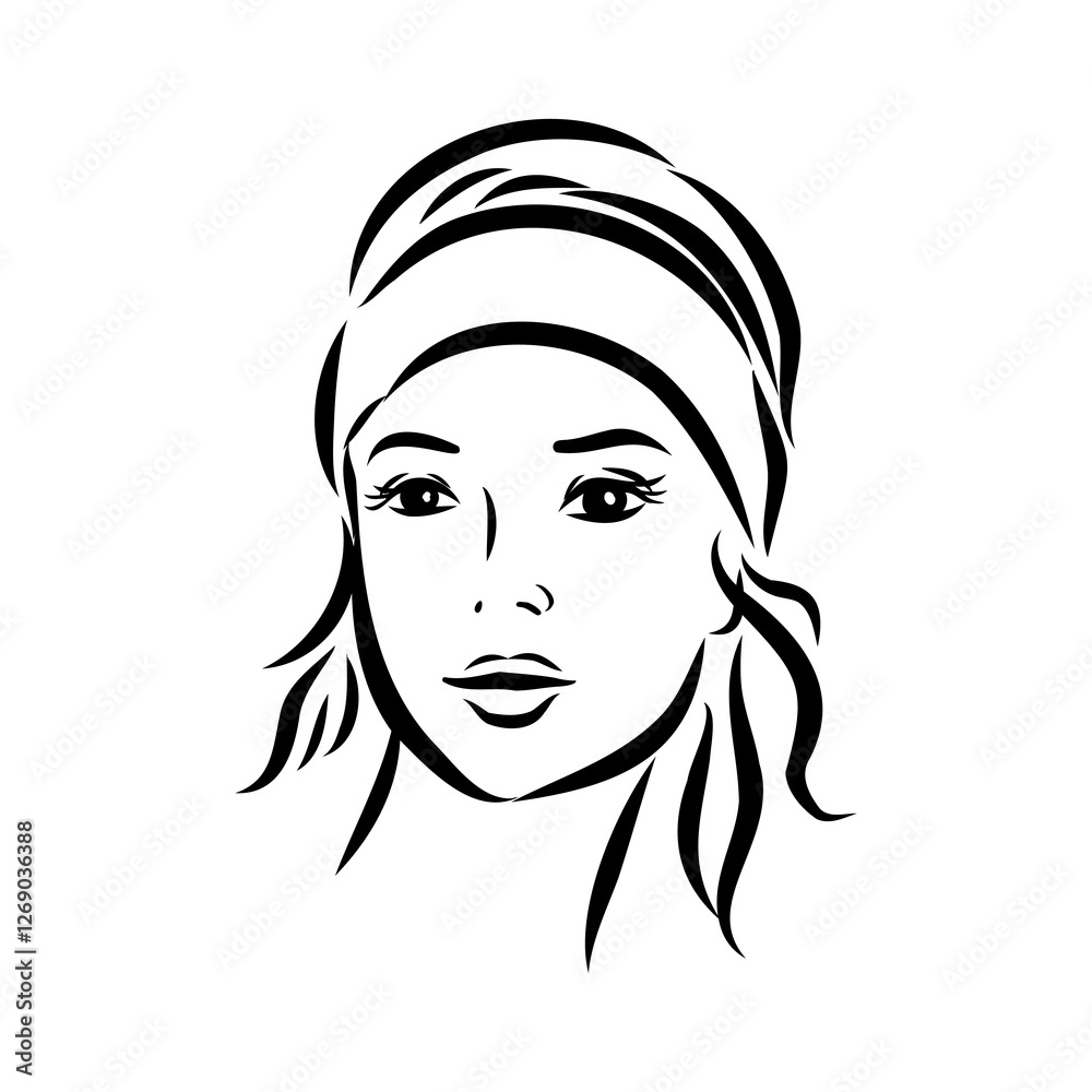 model girl's head, vector sketch. Fashion illustration. Woman's Hair Style model girl's head, vector sketch. Fashion illustration. Woman's Hair Style