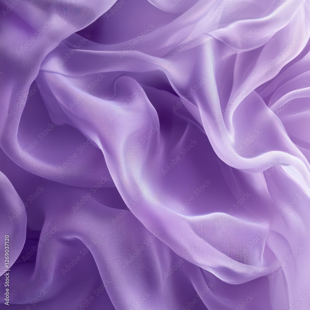 Fototapeta premium Lavender silk fabric texture, draped, studio shot, background blurred, textile design