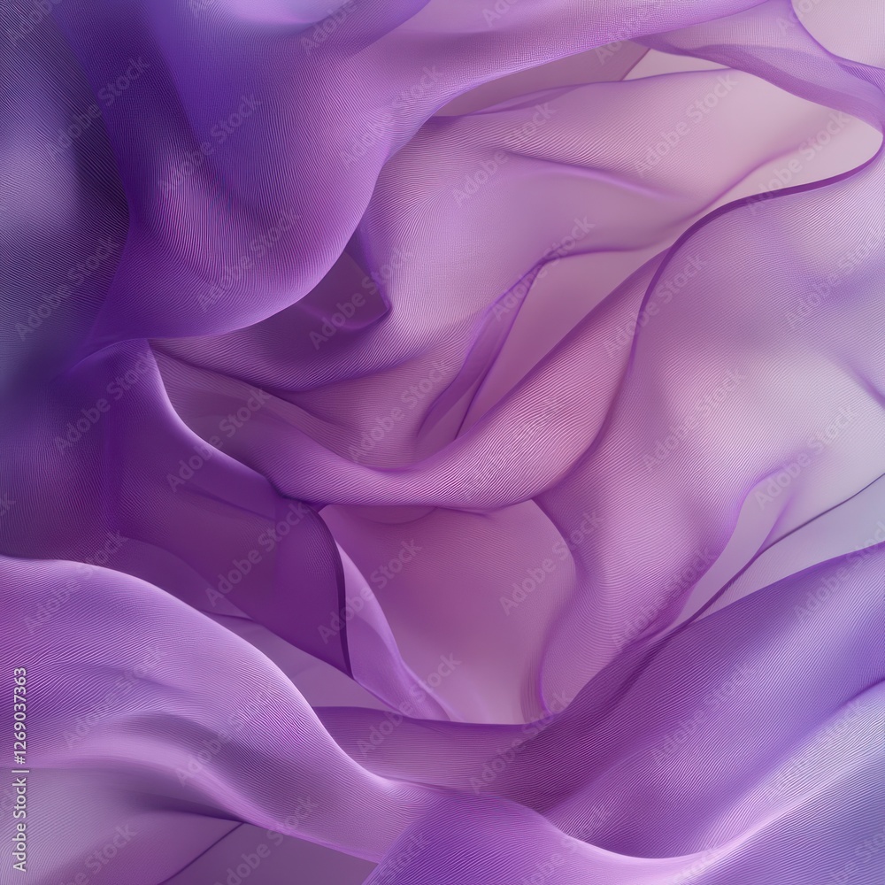 Obraz premium Purple silk fabric drapes, soft folds, light background, design texture