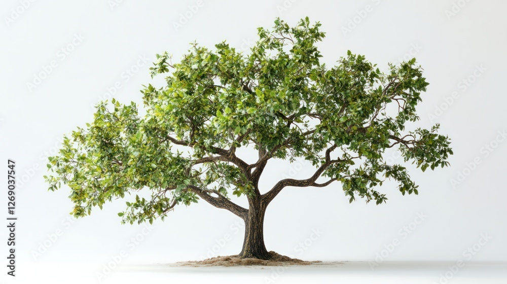 Lush green tree isolated, white background, nature, design Lush green tree isolated, white background, nature, design