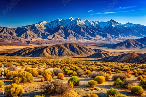 Majestic San Bernardino Mountains Rising from the Mojave Desert - Panoramic Landscape