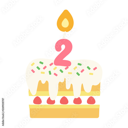 2歳　2周年　誕生日ケーキ　アニバーサリーケーキ　イラスト