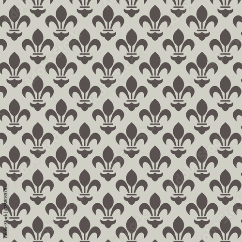 Fleur-de-lis seamless design for textile, fabric, print, wallpaper, wrapping paper and background. Fleur de lys vector pattern design