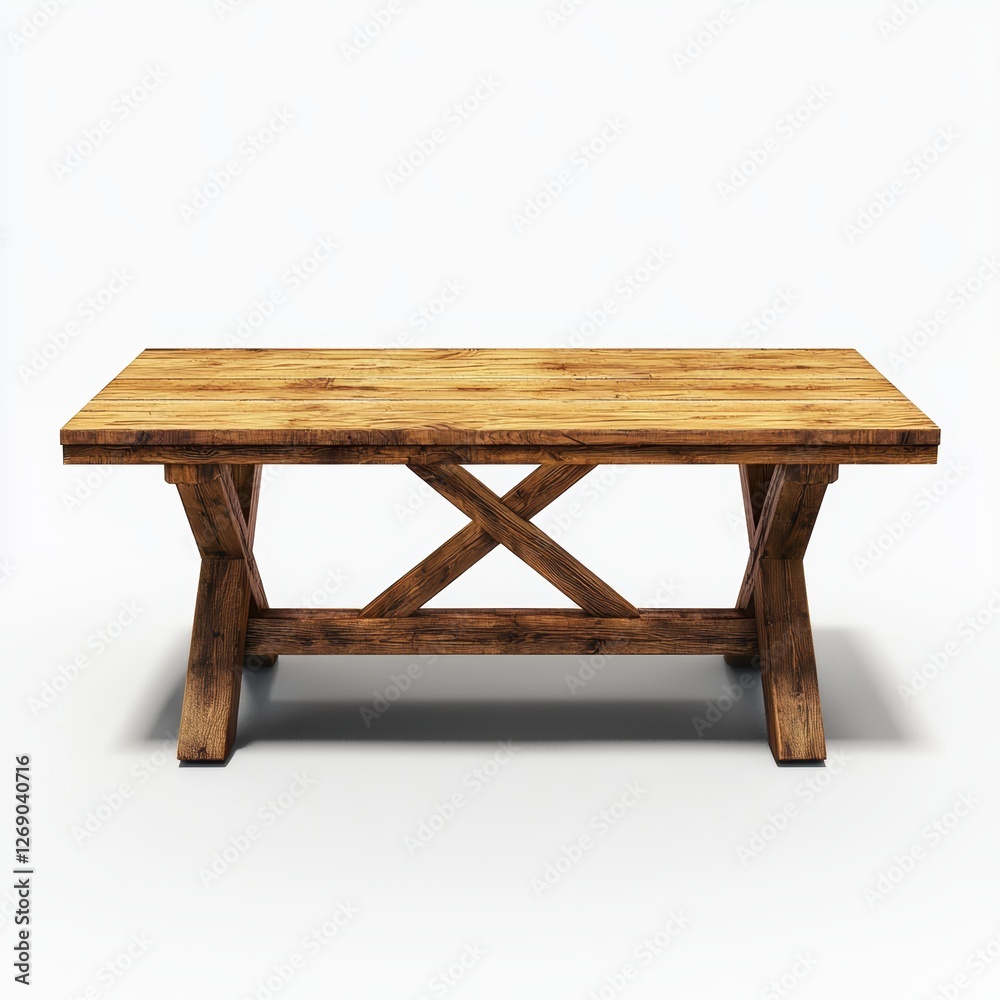 Rustic farmhouse dining table isolated on white Rustic farmhouse dining table isolated on white