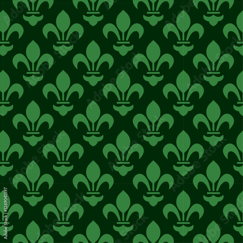 Fleur-de-lis seamless design for textile, fabric, print, wallpaper, wrapping paper and background. Fleur de lys vector pattern design