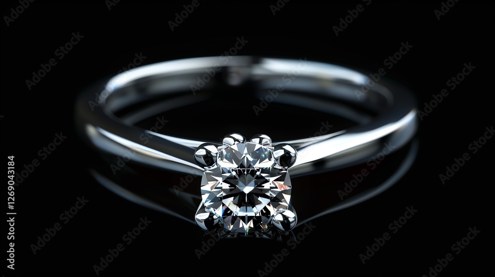 This is a beautiful image of a diamond ring. The ring is made of white gold and has a round diamond in the center. This is a beautiful image of a diamond ring. The ring is made of white gold and has a round diamond in the center.