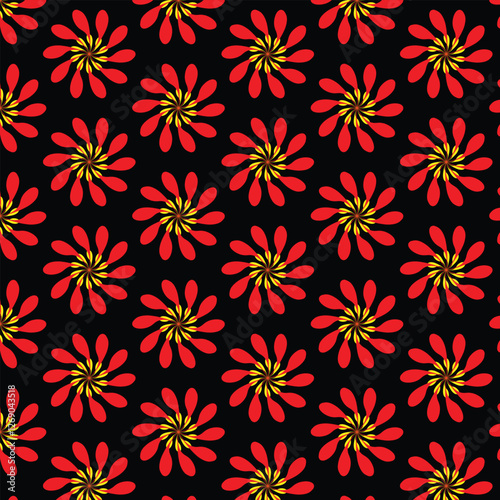 seamless red pattern with flowers design 