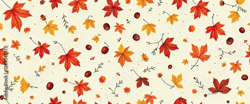 Autumn Leaves Pattern background, Cozy Fall Design, Pumpkin Spice Patterns