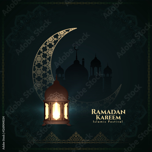 Religious Ramadan Kareem Islamic festival Holy month celebration card