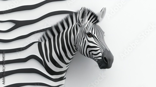 Artistic representation of a zebra emerging from a stylized black and white background