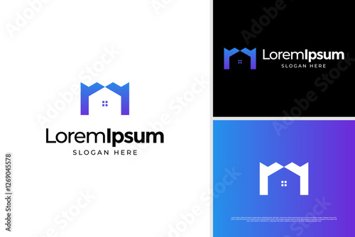 Modern letter M real estate logo vector design. Initial M hotel logo design template