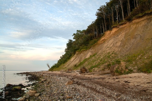 Obraz na płótnie Ostsee Steilküste mit Küstenwald und Abbruchkante bei Dänisch-Nienhof. w salonie